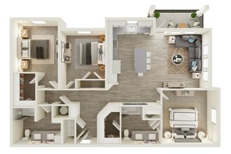 C1 - Three Bedroom, Two Bathroom 7-111 floor plan